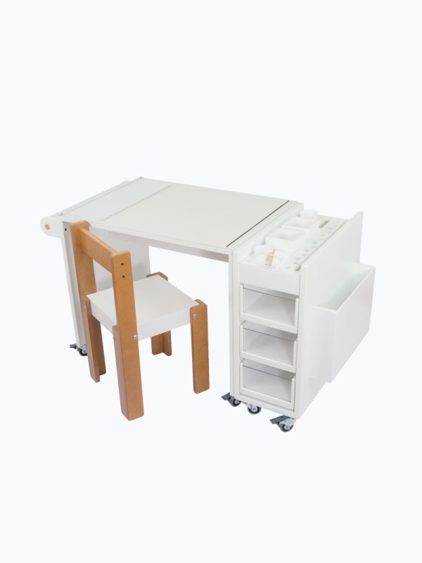 Conjunto Mesa Arte chica + Gavetero de Arte + 1 Silla