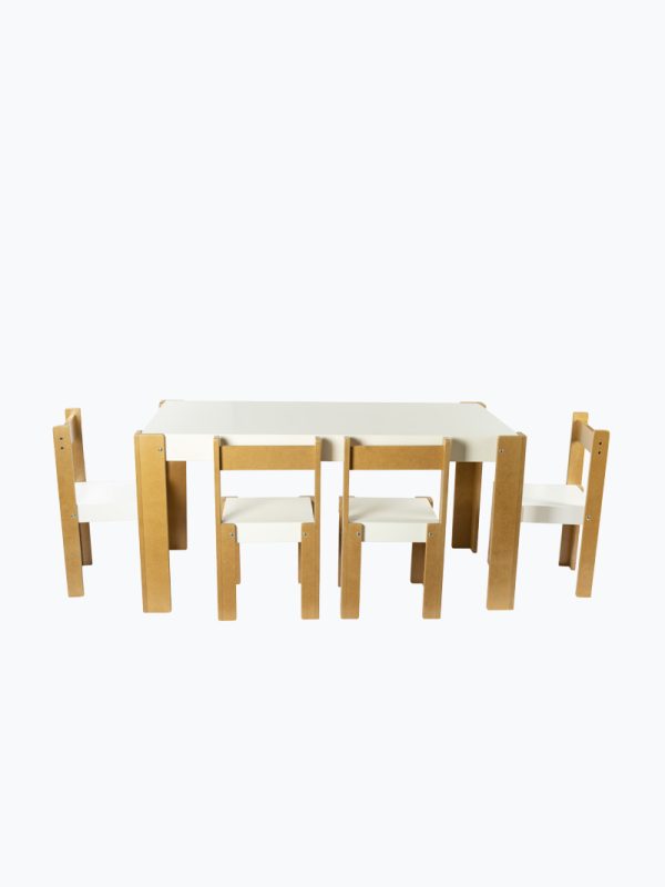 Conjunto mesa rectangular con pizarra + 4 sillas