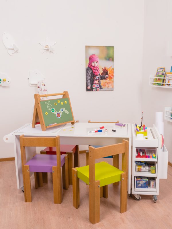 Conjunto Mesa Arte grande + Gavetero de Arte + 4 sillas - Image 2